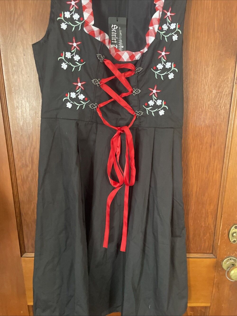 Scarlet Darkness Black Fit Flare Floral Embroidered Lace Metal Accents S NWT - Picture 5 of 6